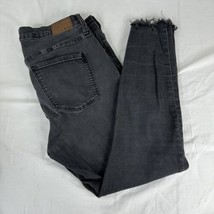 Madewell 9&quot; High Rise Skinny Black Sea Faded Black Frayed Hem Jeans Size 32 - £31.06 GBP