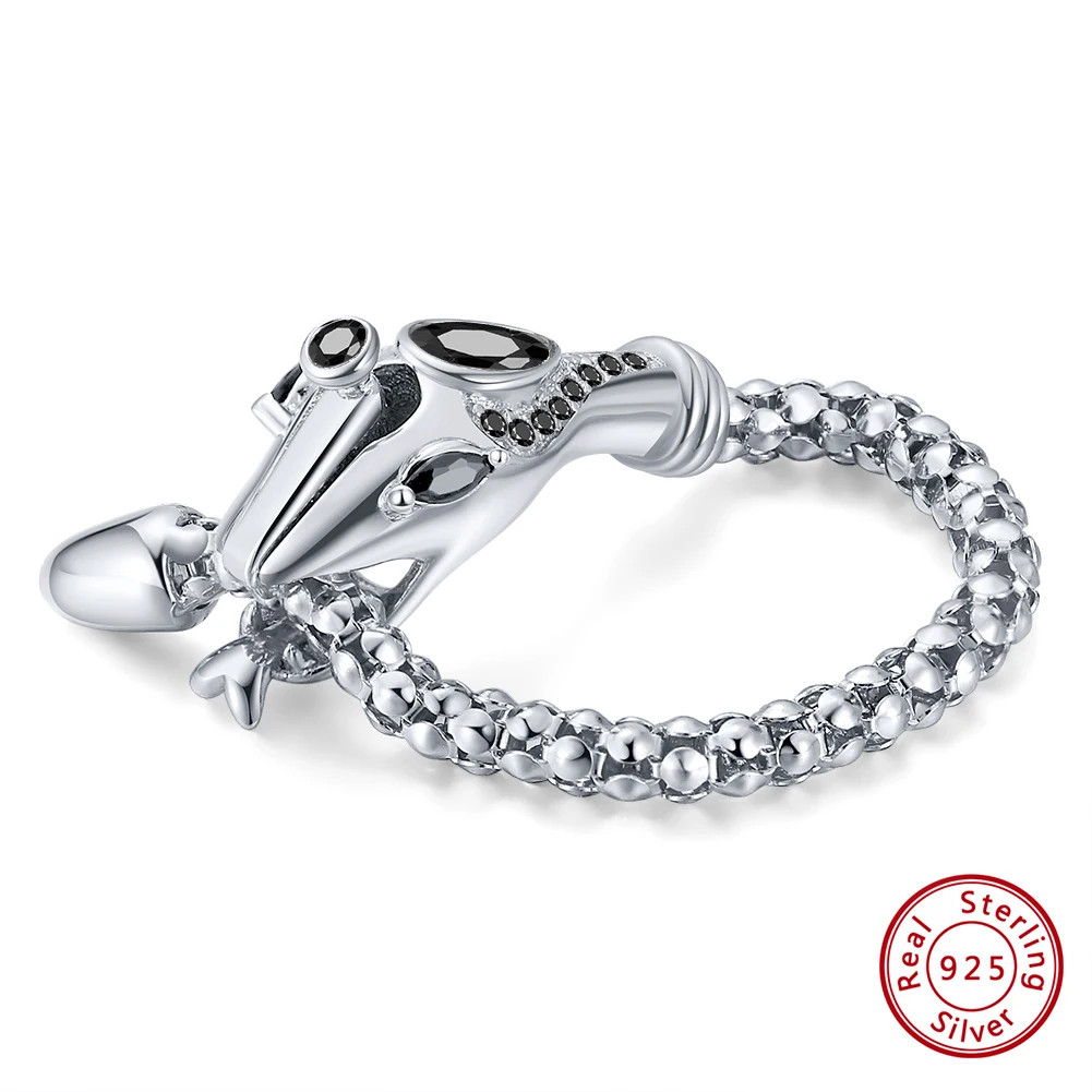 Rinntin Vintage 925 Sterling Silver Unique Punk Snake Design Ring for Women Adju - £28.43 GBP