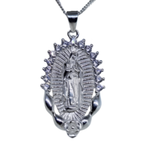 Madonna Vierge Marie Pendentif Collier CZ Pierres 925 Bijoux En Argent Et... - £38.69 GBP