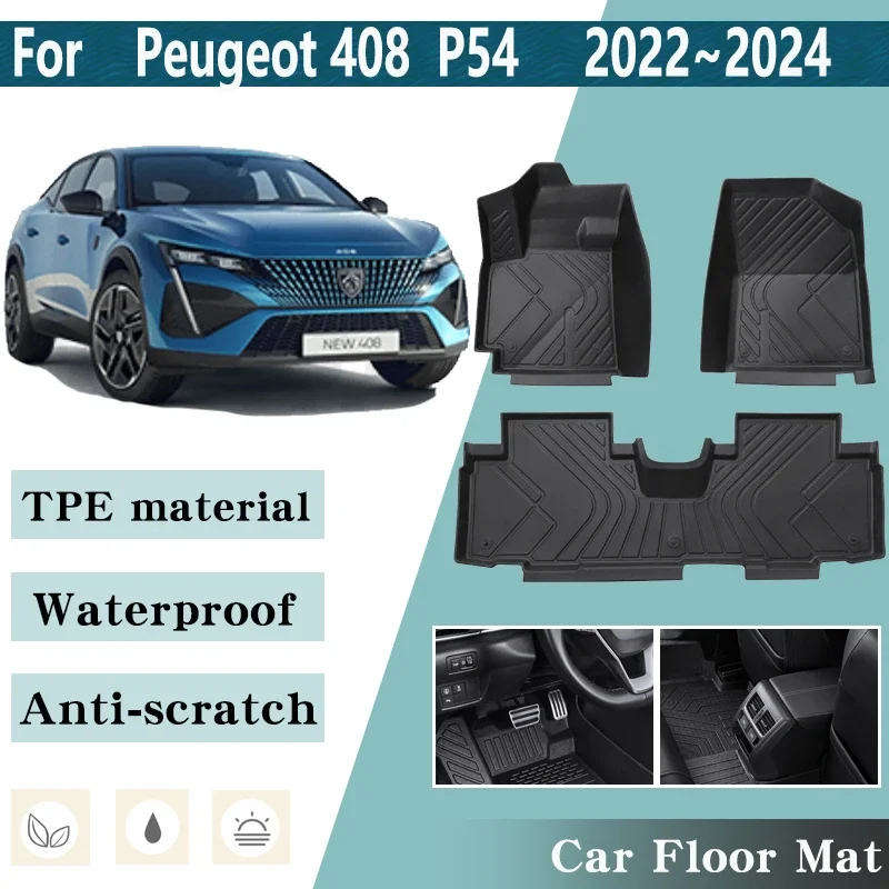 LHD Car Floor Mats for Peugeot 408 408X P54 2022 2023 2024 Car Foot Wate... - $260.42
