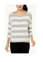 CALVIN KLEIN Womens Top Striped Boat Neck White and Grey Size XL $59 - NWT - £14.38 GBP