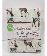 Christmas Mistletoe Lane Reindeer Sheet Set TWIN 3pc additional Pillow Case - £35.54 GBP