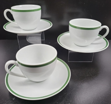 (3) Williams Sonoma Brasserie Green Cups Saucers Set Restaurant Ware Style Japan - £31.00 GBP