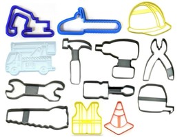 Construction Equipment Building Tools Gear Set Of 13 Cookie Cutters USA PR1556 - £23.59 GBP