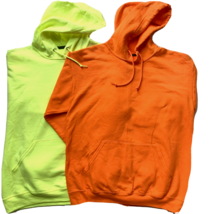 Fruit of the Loom Men&#39;s Long Sleeve Pullover Hoodie SAFETY Green Orange ... - $13.56
