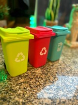 Choose 1 Mini Curbside Recycle Desk Garbage Trash Cans Office Pen Brush ... - £10.16 GBP