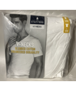 Stafford 4-Pack Men Blended Cotton V-Neck T-Shirt Large White  - $67.55 CAD