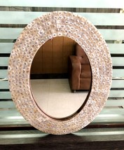 Wall Mirror Bedroom Mother of Pearl Inlay Oval Frame Decorative Home Decor - $93.03