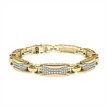 Homme Bracelet Lien 14K or Jaune Plaqué Coupe Ronde Moissanite 4.50CT 8 &quot; Pouce - £429.90 GBP