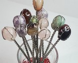 Semi Precious Gemstones Hors d&#39;Oeuvres Fork Spoon Appetizer  x 12 Silver... - $27.67