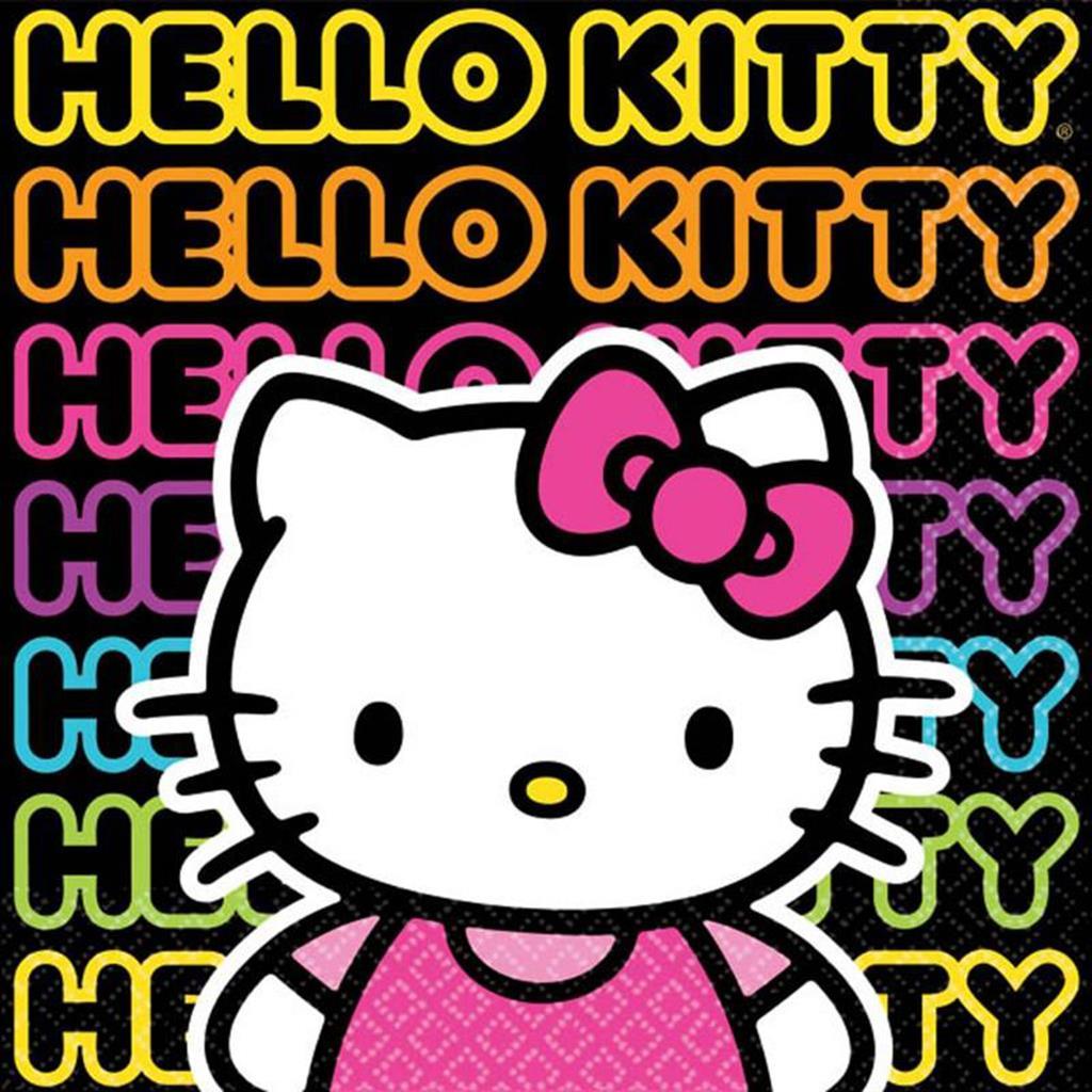 Hello Kitty Tween Neon Birthday Party Dessert Beverage Napkins 16 Per Pa... - $6.95
