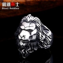 Steel soldier punk biker lion ring silver color stainless steel cool fashion ani - £8.31 GBP