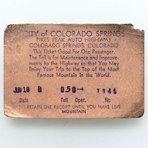 Vtg Pikes Peak Auto Highway Toll Pass Stubs Ticket Colorado Springs CO - £9.69 GBP