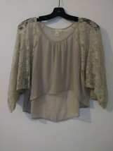 Derek Heart juniors Brown Hi/low polyester lace long sleeve top blouse M     206 - £5.89 GBP