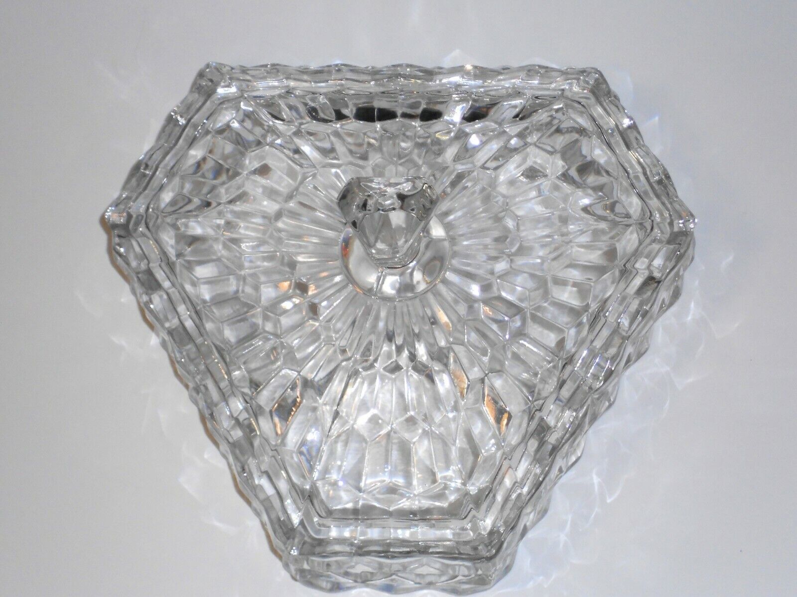 Fostoria American Glass Candy Box 6-sided with Lid - $32.00