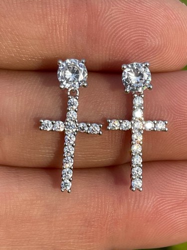 Evil Eye Luck Charm CZ & Blue Nano Crystal 925 Sterling Silver 9mm Stud Earrings Item image 6