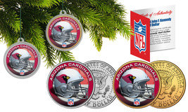 Arizona Cardinals Colorized Jfk Half Dollar 2-Coin Set Nfl Christmas Ornaments - £11.14 GBP