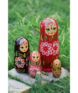 Hand Painted Wooden Nesting Dolls (Set of 5) Russian Dolls Matryoshka Dolls - £22.86 GBP