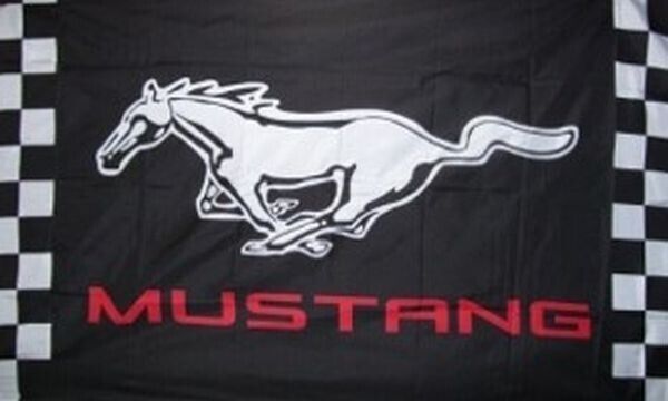 Ford Mustang Checkered Black 3x5 Ft Banner Flag Car Racing Show Garage Wall