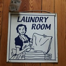 Lang Stores Vintage Reproduction Blue &amp; Cream Metal LAUNDRY ROOM Sign – ... - $13.09