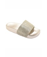 H2K Tiffany-JR Silver Sparkle Fashion Slides Flip Flops Sandals Bling Ch... - £14.86 GBP