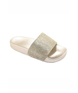 H2K Tiffany-JR Silver Sparkle Fashion Slides Flip Flops Sandals Bling Ch... - $25.91 CAD