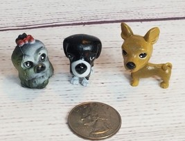 Miniature PVC Dogs Lot of 3 Figurines Chihuahua Beagle Shih Tzu One Inch - $17.77