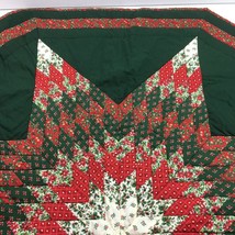 Handmade Quilted Lone Star Christmas Quilt Red Holly Green White Wall Hanging - £139.87 GBP