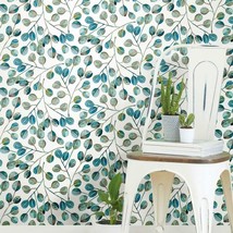 Cat Coquillette Eucalyptus Teal And White Peel And Stick Wallpaper By Ro... - $32.94