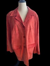 Jessica Holbrook Leather Suede Coat  Size Large Coral Jacket Washable Wo... - $34.65