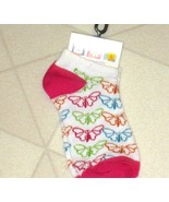 Butterfly Pattern Girls Ankle Socks Size 6-8 Pink White New - £2.72 GBP