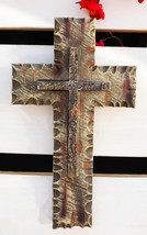 10&quot;H Rustic Western Chiseled And Chipped Faux Wood Layered Wall Cross Cr... - $25.99