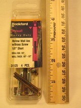 ROCKFORD Drywall Hollow Wall Anchor SHORT 1/8&quot; Drill Dia: 1/4&quot; Wall 1/8-... - £1.27 GBP