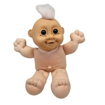 RUSS Troll Doll Baby Plush Boy Girl White Pink Hair Blue Eyes VTG Mowhawk 12&quot; - £11.72 GBP