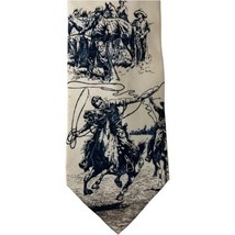 Structure Men&#39;s Silk Neck Tie Necktie Western Roping Horses Toile Ivory ... - £11.15 GBP