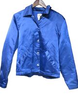 Vintage 90s GAP Nylon Jacket Blue Button Snap Mens Medium - $19.75