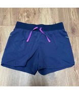 LL Bean Girls Blue Trail Running Shorts Pull On Dry Fit Size 14 L/XL 300396 - £17.02 GBP