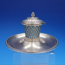 French Silver Inkwell with Guilloche Enamel Insert and Hinged Lid (#4216) - £536.56 GBP