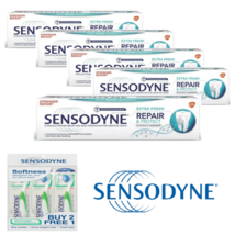 Sensodyne Toothpaste Novamin Repair &amp; Protect Extra Fresh 100g x 5 + Too... - £46.70 GBP