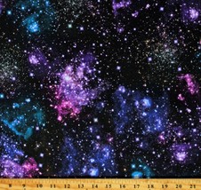 Cotton Stars Galaxy Space Stargazers Digital Black Fabric Print by Yard D772.80 - £11.15 GBP