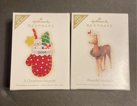 2 Hallmark VIP Christmas Ornaments 2007 Peaceful Animal 2008 Christmas S... - $7.99
