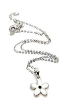 Daisy Pendant 18&quot; Chain White Enamel &amp; Pink Cubic Zirconia Jewellery Ladies Girl - £6.84 GBP