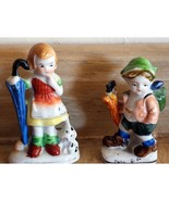 Porcelein Boy &amp; Girl W/ Umbrella Occupied Japan Vintage Figurine Set - €11,70 EUR