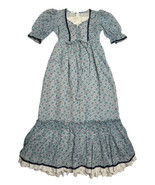 Vtg 70s 80s Girls Kim Originals Blue Floral Prairie Boho Maxi Dress Lace... - $49.49