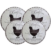 Farm Fresh Chicken Stovetop Burner Covers Round 4-Pc Rustic Kitchen Blac... - £22.67 GBP