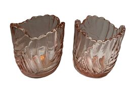 Larry Laslo Towle 1985 Pink Glass Candle Holder Textured Set Of 2 - $25.25