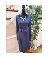 9 fashion Women&#39;s Blue Rayon Scoop Neck Long Sleeve Knee Length Dress Si... - $508.49 MXN