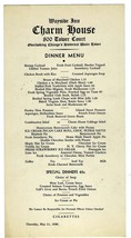 Wayside Inn Charm House Menu Tower Court Chicago Illinois 1936 - $123.62