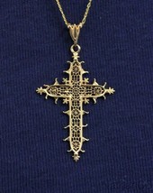 Solid 18K Gold Filigree Cross Pendant Medal of the Estaing Bridge Rare Exquisite - £465.12 GBP