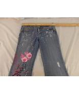Adult Women&#39;s Rocawear Paint Speckle Design 100% Cotton Denim Blue Jeans... - $40.61 CAD
